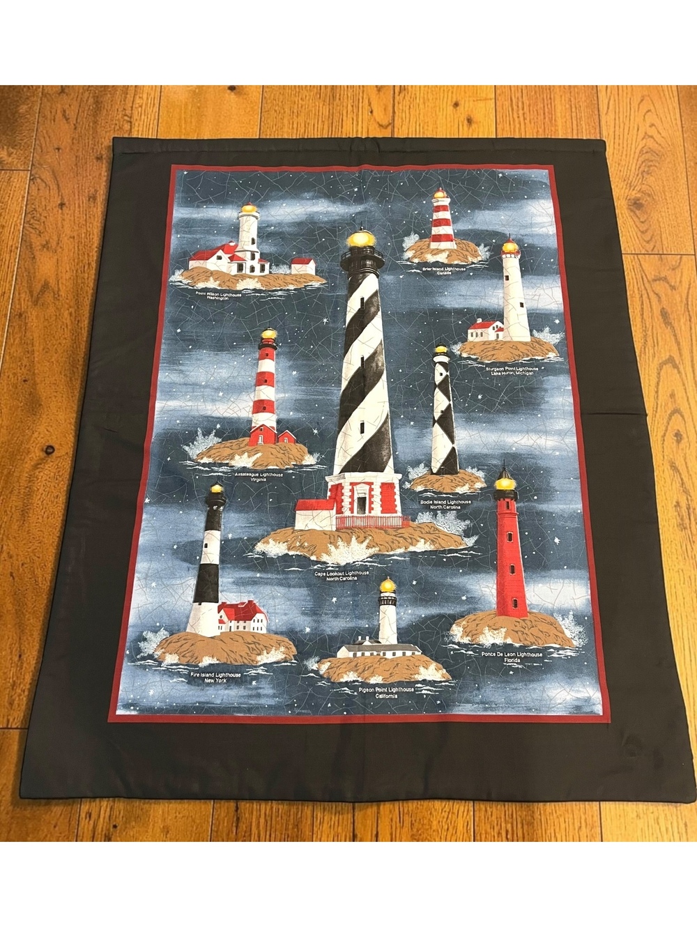 Lighthouse Quilted Wall Hanging 32x41 Coastal Nautical Decor 9 Lighthouses